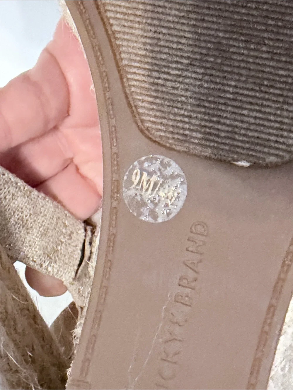 Lucky Brand Linen Espadrille Wedge Sandals | 9 | Ankle Strap Jute Heel